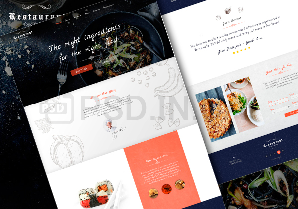 Легкий landing page макет для сайта ресторана
