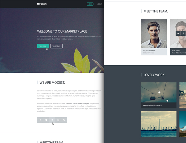 Скромный макет Landing Page в светлых тонах