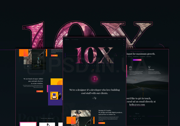 Темный макет сайта для портфолио